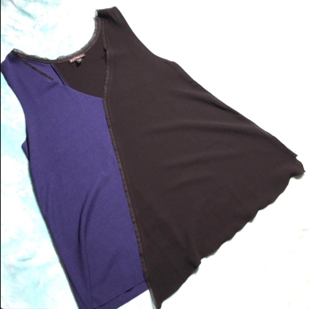 Work Blouse Blue and Black Flowy